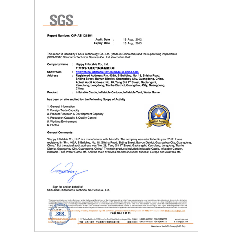 SGS-geprüftes Zertifikat